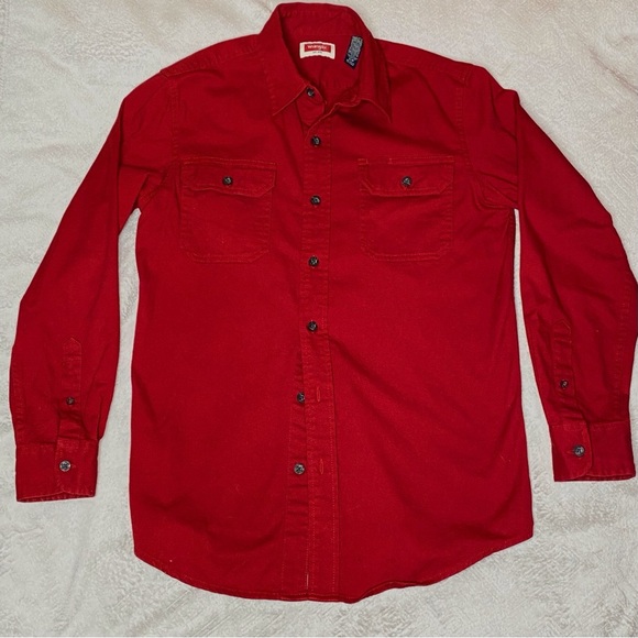 Men’s Vintage Wrangler EST. 1947 Red Cotton Button Down Casual Shirt Size S/P - Picture 1 of 12